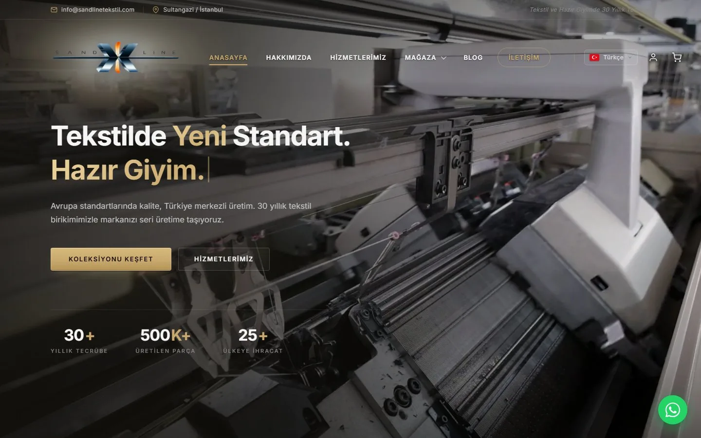 Sandline Tekstil web sitesi
